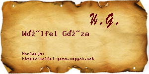 Wölfel Géza névjegykártya